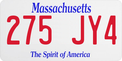 MA license plate 275JY4