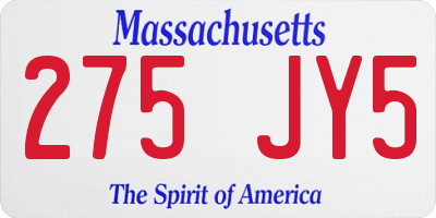 MA license plate 275JY5
