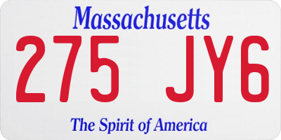 MA license plate 275JY6