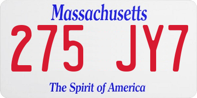 MA license plate 275JY7