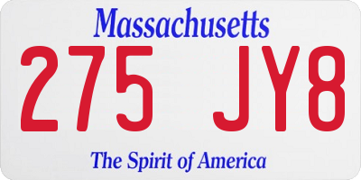 MA license plate 275JY8