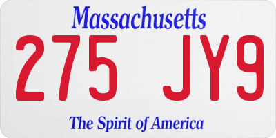 MA license plate 275JY9
