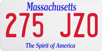 MA license plate 275JZ0