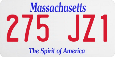 MA license plate 275JZ1