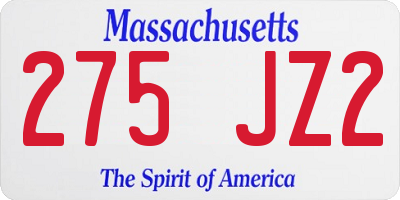 MA license plate 275JZ2