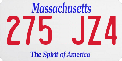 MA license plate 275JZ4
