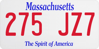 MA license plate 275JZ7