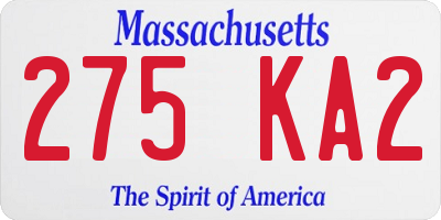 MA license plate 275KA2