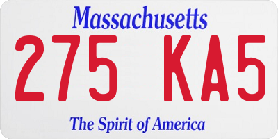 MA license plate 275KA5