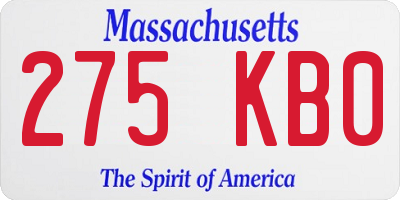 MA license plate 275KB0