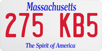 MA license plate 275KB5
