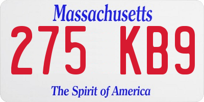MA license plate 275KB9