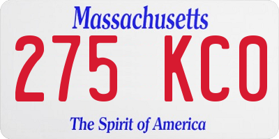 MA license plate 275KC0