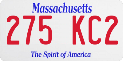 MA license plate 275KC2