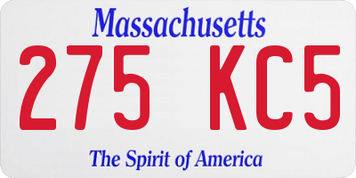 MA license plate 275KC5