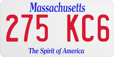 MA license plate 275KC6