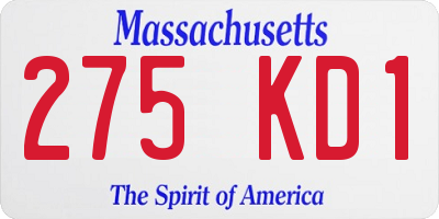 MA license plate 275KD1