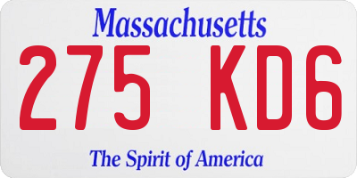 MA license plate 275KD6