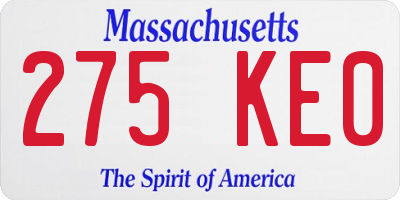 MA license plate 275KE0