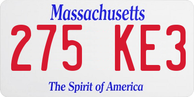 MA license plate 275KE3