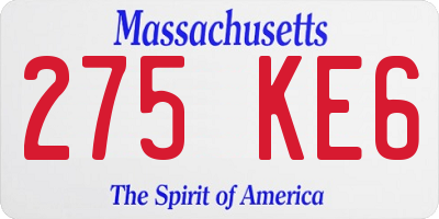 MA license plate 275KE6