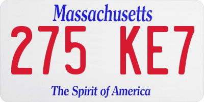 MA license plate 275KE7