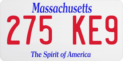 MA license plate 275KE9