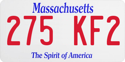 MA license plate 275KF2