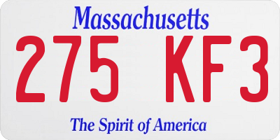 MA license plate 275KF3