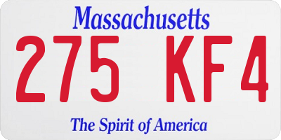 MA license plate 275KF4