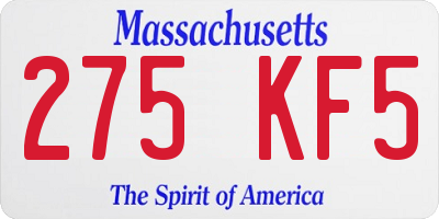 MA license plate 275KF5