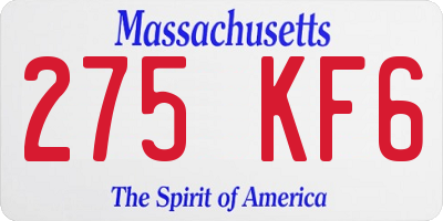 MA license plate 275KF6