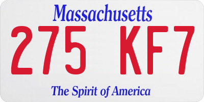 MA license plate 275KF7