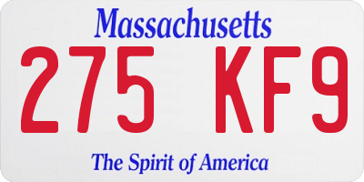 MA license plate 275KF9