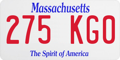 MA license plate 275KG0