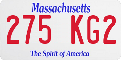 MA license plate 275KG2