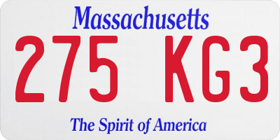 MA license plate 275KG3