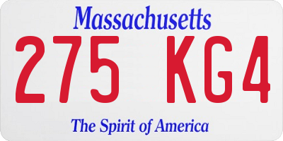 MA license plate 275KG4