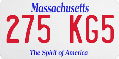 MA license plate 275KG5