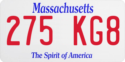 MA license plate 275KG8