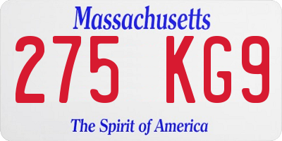 MA license plate 275KG9