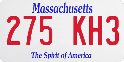 MA license plate 275KH3
