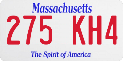 MA license plate 275KH4