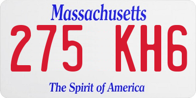 MA license plate 275KH6