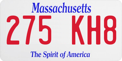 MA license plate 275KH8