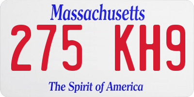 MA license plate 275KH9