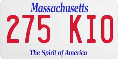 MA license plate 275KI0
