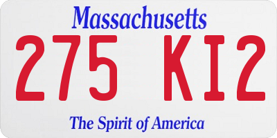 MA license plate 275KI2