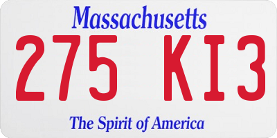 MA license plate 275KI3