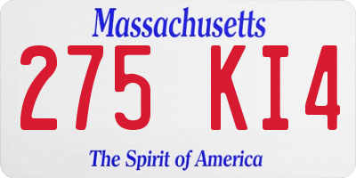 MA license plate 275KI4